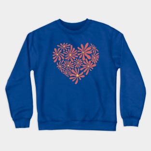 Coral Daisy Heart Crewneck Sweatshirt